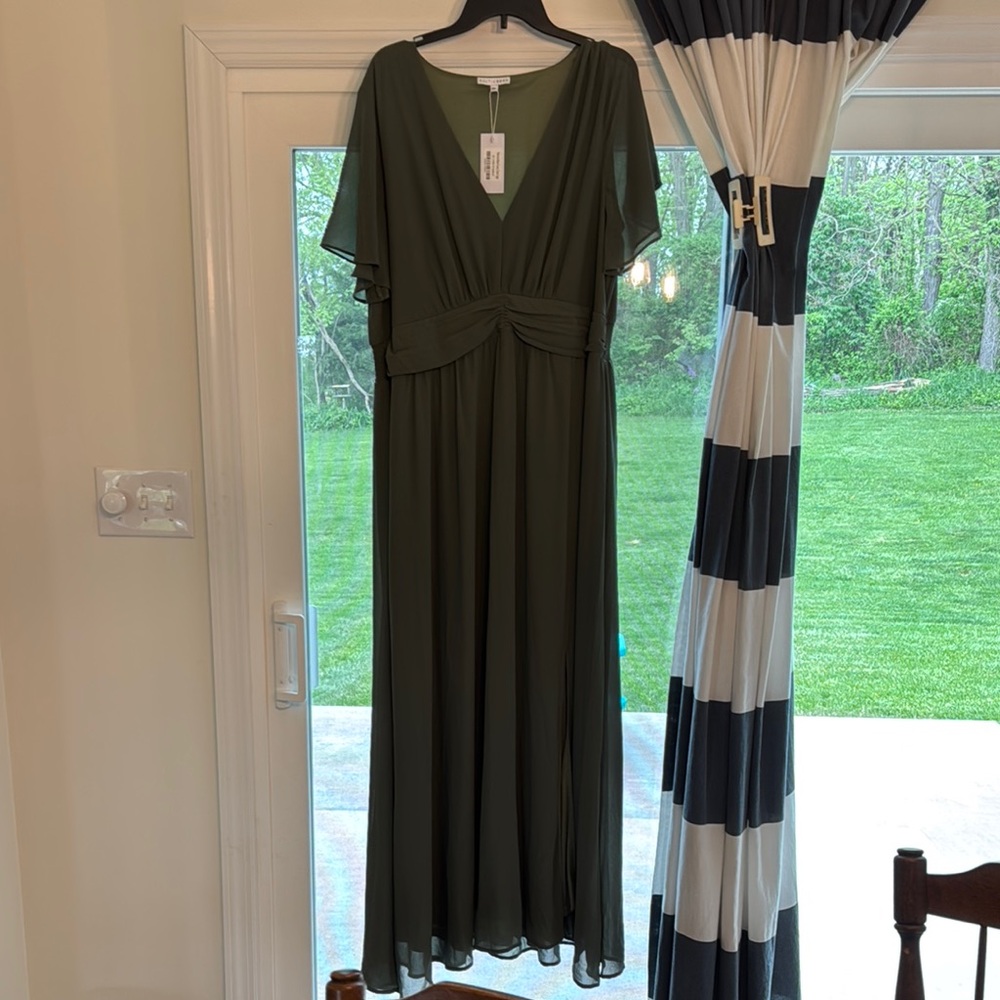 Baltic Born Green Flutter Sleeve Wrap Maxi Dress (Dark Sage)